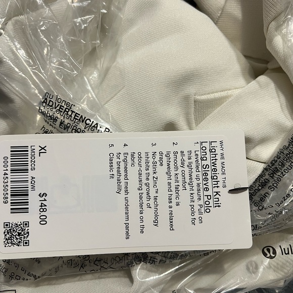 * Lululemon Lightweight Knit Long Sleeve Polo Antique White - Picture 5 of 5